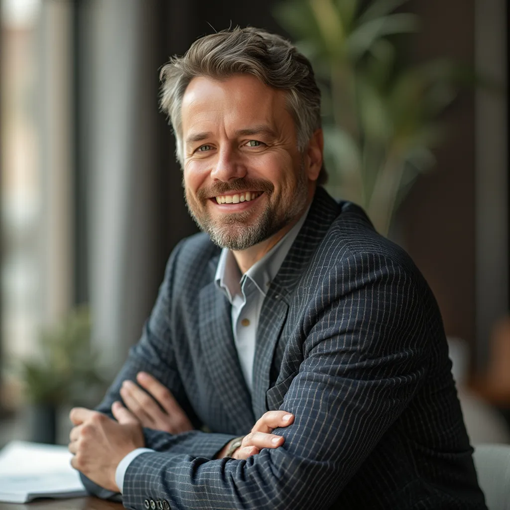 Équipe diversifiée collaborant efficacement autour d'une interface futuriste, un leader facilitant